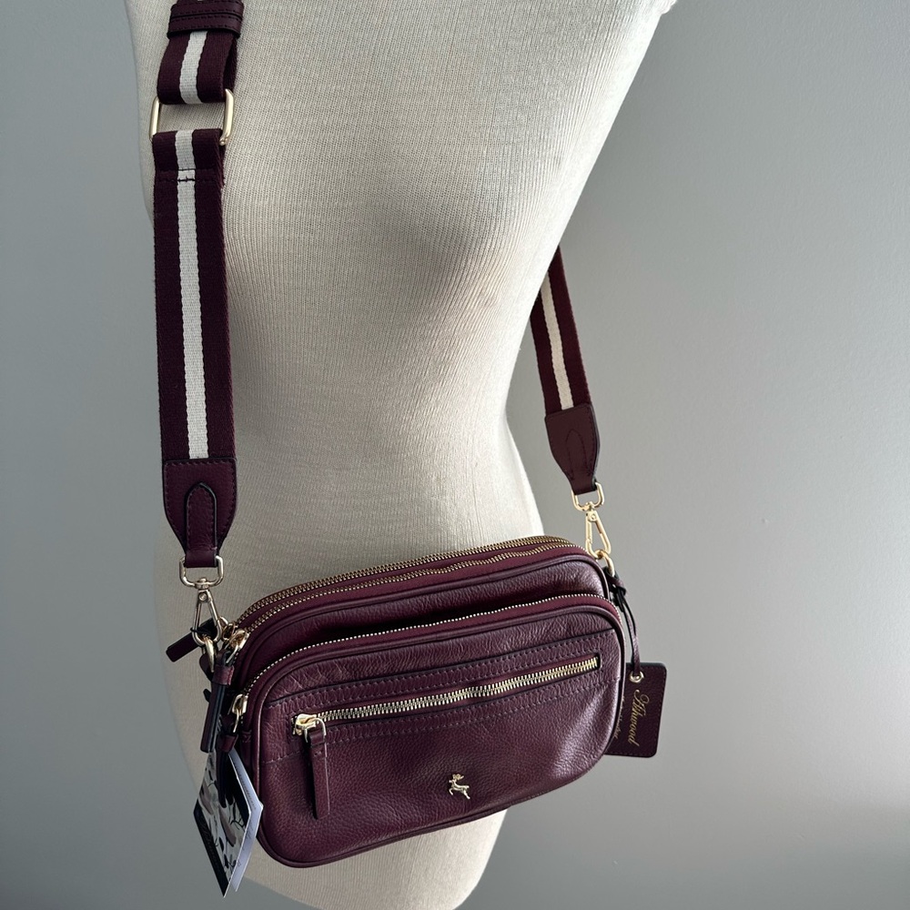 NWT Ashwood Leather Ladies Box Bag in Wine - Picture 4 of 6